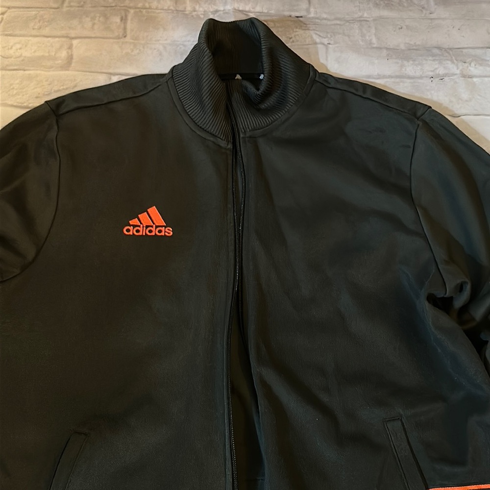 Adidas dark green zip up jacket